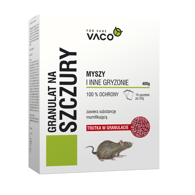 Granulat na szczury i myszy Vaco 400g. Skuteczna trutka na gryzonie. Granulat na szczury i myszy Vaco 400g. Skuteczna trutka na gryzonie.