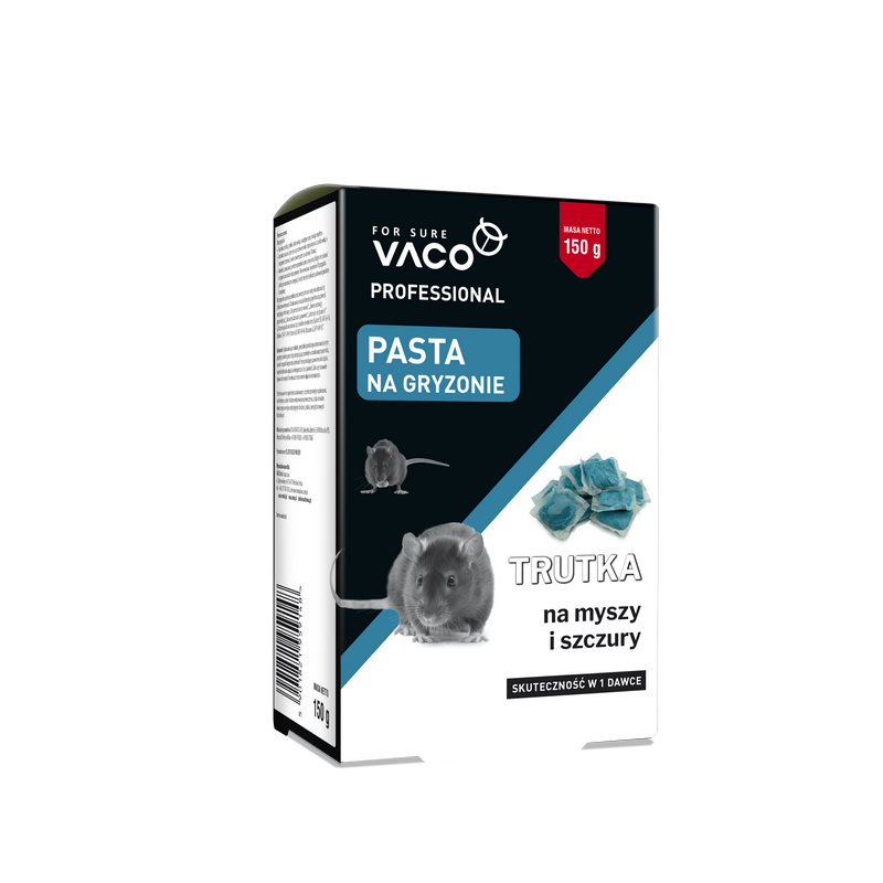 Pasta w saszetkach na myszy i szczury w kartonie 150g. Zawiera brofikakum. Duża skuteczność działania. Pasta w saszetkach na myszy i szczury w kartonie 150g. Zawiera brofikakum. Duża skuteczność działania.